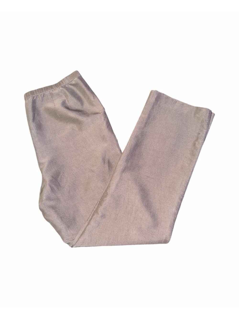 Eileen Fisher 100% Silk Zip Button Front  Pockets Taupe Size Small Career Office